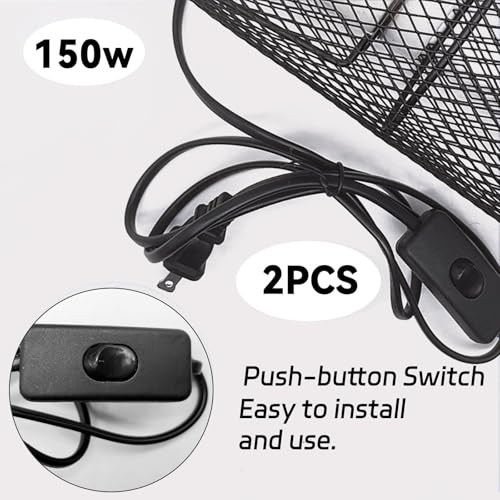 kathson 2 Pcs Reptile Heat Lamp Guard,Reptile Anti-Scald Mesh Cage Guard Lampshade,150W Ceramic Heat Emitter Heat Lamp Shade Fixture for Snake Lizard Turtle Frog,Without Bulb - size: 2 PCS | Reptile Heat Lamp Guard