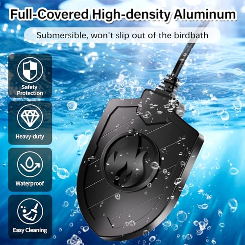 100W Bird Bath Heater, Birdbath Heaters for Outdoor Bird Bath Water Heater in Winter Submersible Thermostat Control, Heated Bird Bath Deicer for Outside Bird Chicken Poultry Livestock (Black) - color: Black