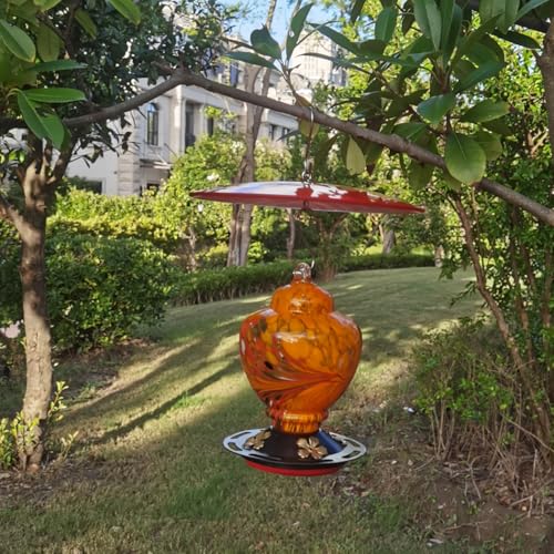 10" Small Glass Rain Cover for Bird Feeder, 2-Pack Red Weather Guard Dome | Stainless Hooks & Shatterproof Squirrel Baffle Protective Shield for Hook Hanging Outdoors, Bird House Protector, Dia. 20cm - color: Red, size: 2PC/Pack