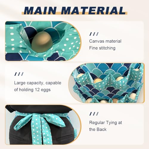 Egg Apron, Egg Collecting Apron with 12 Pockets for Fresh Eggs - Gathering Eggs from Chickens, Ducks, and Geese - color: As Shown