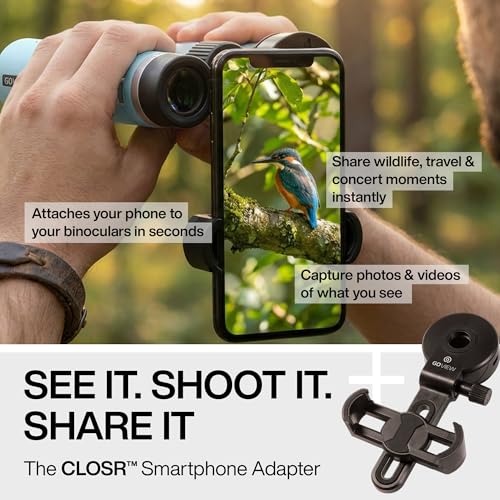 ZOOMR 10x34 Binoculars for Adults, BAK4 Prism - Miami Blue | Lightweight, Fully Multi-Coated Optics, Smartphone Adapter Compatible, Waterproof IPX5/6 PORTR™ Strap with Easy Click Closure - color: Miami Blue