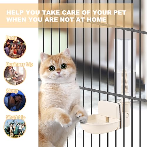 Hanging Automatic Food & Water Dispenser, Gravity Pet Feeder Set, Cage Cat & Bunny Guinea Pig Ferret Dispenser (Small Bowl Size) - size: Small Bowl Size