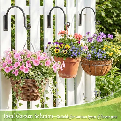 Lifyzoon Heavy Duty Plant Hanger Bracket: 35Lbs Metal Plant Hangers Outdoor | 2-Pack Rust-Resistant Wrought Iron Hooks with Screws, Multi-Use Wall Mount Hooks for Bird Feeders, Wind Chimes, Lanterns - size: 1A-8“ 2PCs