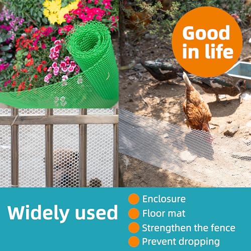 Pet & Garden Safeguard - 15.7IN x 32.8FT Roll - White Plastic Netting, Multi-Use Decorative Fencing for Poultry, Dogs, Rabbits,Chicken and Snake Barrier - color: White-32.8FT×15.7IN