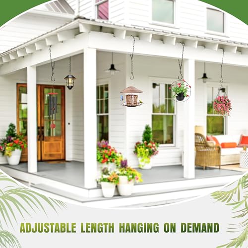 4-Pack 25.5 Inch Hanging Chain with Hooks for Hanging Bird Feeders, Birdbaths, Planters, Lanterns, Wind Chimes, Baskets, Billboards, Decorative Ornaments, Outdoor Indoor Use (Black)