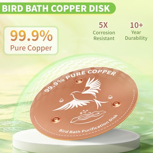 1-Pack 99.9% Pure Copper Bird Bath Purification Disk, 0.6mm Bird Bath Copper Disk with Triple-Point Support, All-Season Copper Plate Copper Disc for Outdoor Bird Bath, Bowl - color: Bird Bath Copper Disk - 1 PACK