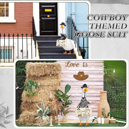Cowboy Porch Goose Outfit Decoration Set,Black - color: Black