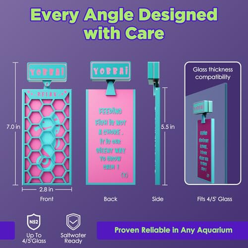 YOBBAI Magnetic Seaweed Feeder, Swinging Motion Nori Feeder, Seaweed Clip for Tangs Angels Freshwater and Shrimp Tanks (Blue & Pink) - color: BLUE & PINK