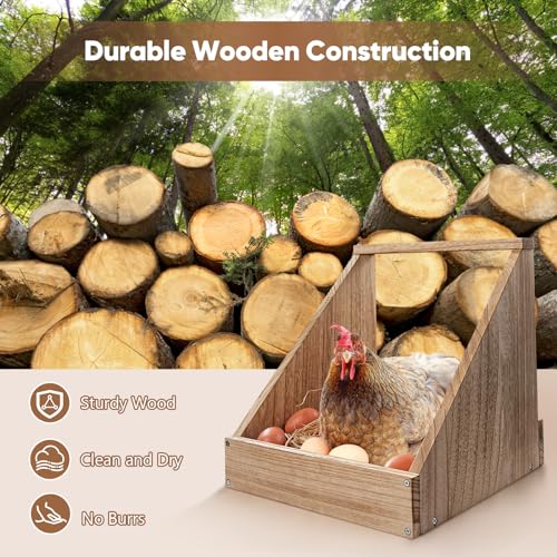 2 Pack Chicken Nesting Box, Wooden Chicken Coop, Chicken Coop Accessories, Chicken Laying Nest Box for Poultry Farm, Poultry Nesting Boxes with Nest Box Pads