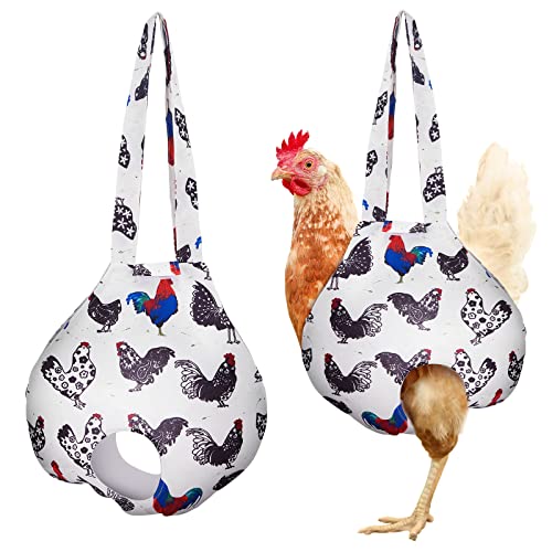 Paterr 2 Pack Chicken Holder Bag, Chicken Carrier Sling Catching Hand Bag Hen Sling with Handle Farm Supplies for Hen Rooster Transport Traveling Hiking Driving(White,11.8 x 11.8 Inch) - color: White, size: 11.8 x 11.8 Inch