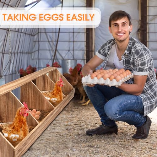 CroBlissful Chicken Nesting Boxes, Chicken Laying Boxes Coop Accessories Roosting Laying with Liners Large Bedding for Hens Birds Duck Coop Poultry Habitat Supplies(4 Compartment)