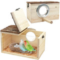 Tfwadmx Parakeet Nesting Box - Wooden Parrot Nest for Cockatiel, Lovebirds, Budgie, Conure - Acrylic Transparent Bird House With Perch for Breeding - style: Style 1