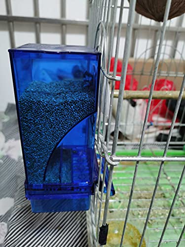 kathson No-Mess Bird Cage Feeder Automatic Parrot Feeders Seeds Container Acrylic Finch Foraging Feeders Parakeet Food Dispenser Cage Accessories for Small Birds Canary Budgie Lovebirds - color: Blue