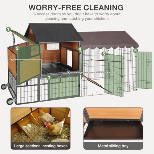 MEDHEHOO Ultimate Chicken Coop - Spacious 85" Metal Frame Chicken House with Nesting Box, Portable & Waterproof, Perfect for 4 Chickens!