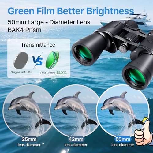 FREE SOLDIER 20x50 High Powered Binoculars for Adults, Black | With Bak4 Prism Fmc Lens, Lightweight, Portable, Waterproof, Fog-Proof, For Bird Watching, Hunting, Hiking, Concerts, Travel - color: Black