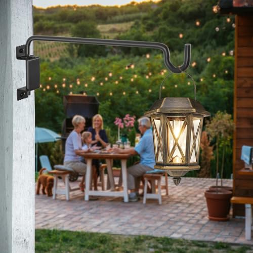 16"Swivel Plant Hanger - 360° Outdoor Hanging Brackets with 12-Directional Adjustable Hook, Rust Resistant Solid Steel Wall Mount for Bird Feeders, Indoor/Outdoor Plants, Garden & Patio - color: Black, size: 16in-1-U-Swivel