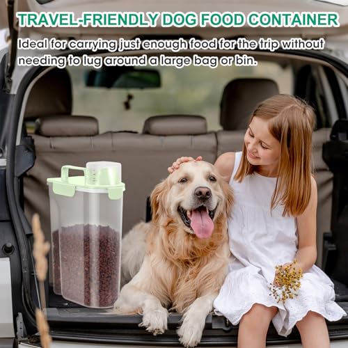 TBMax Cat Dog Food Storage Container 5 to 7 lbs, Secondary Pet Food Storage Beyond a Large Dog Food Bin for Daily Use, Easy-Pouring Bird Seed Dispenser, Travel Kibble Container for Outdoor-Light Green - color: Light Green, size: 6 Qt