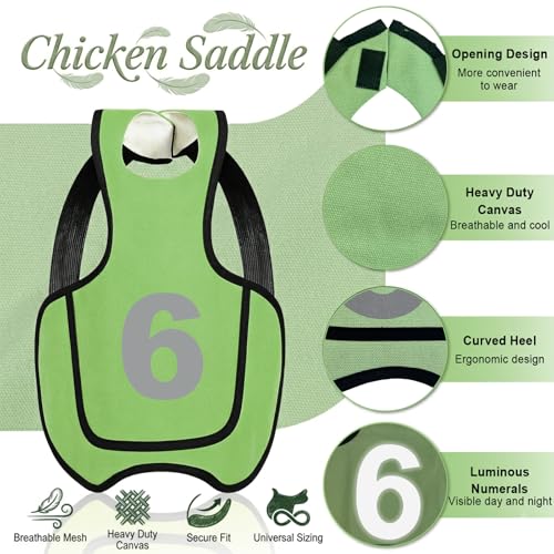 2026 Upgraded Chicken Saddles for Hens, Reflective Numbers, Breathable, Chicken Apron Back Protector for Hens, Hen Saddle for Chickens with Arc-Tail Design, Reusable Chicken Aprons Safety Vest