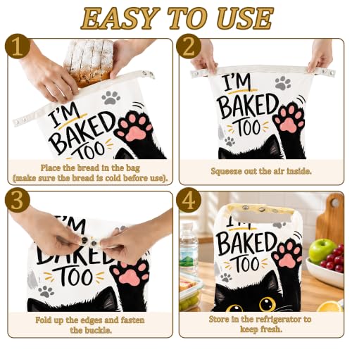 2 Pack Beeswax Funny Baker Black Cat Bread Bags for Sourdough, Reusable Linen Bread Bag 17x13'' Food Storage Cloth Bag Freezer-Friendly & Freshness Preservation - color: Funny Baker Black Cat