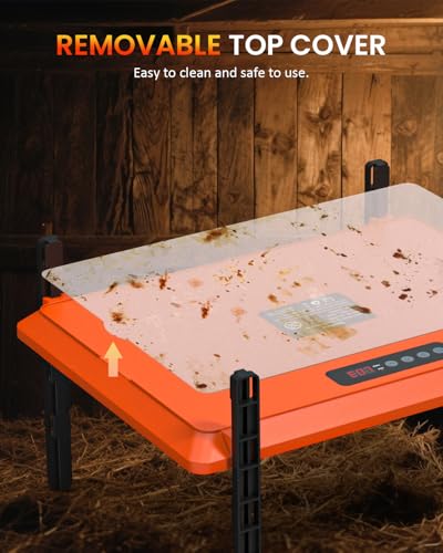 Smart Chick Brooder Heating Plate, 12"x16" Brooder Heat Plate for 20 Chicks, 7 Adjustable Timer & 5 Adjustable Temperature, Overheating Protection, UL-Certified (75 Watt)