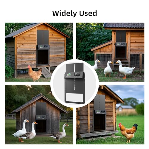 Automatic Chicken Coop Door Solar Powered, USB-C Charging Automatic Chicken Door with Timer & Light Sensor, Aluminum Alloy Chicken Door & 4 Modes