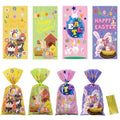 100 Pcs Easter Cellophane Treat Bags - 5 x 11 in Clear Candy Bags with 110 Gold Twist Ties for Kids - 2.8 Mil Thick Happy Easter Goodie Bags for Cookies, Snacks, Party Favors & Gift Packaging - color: Easter 100pcs