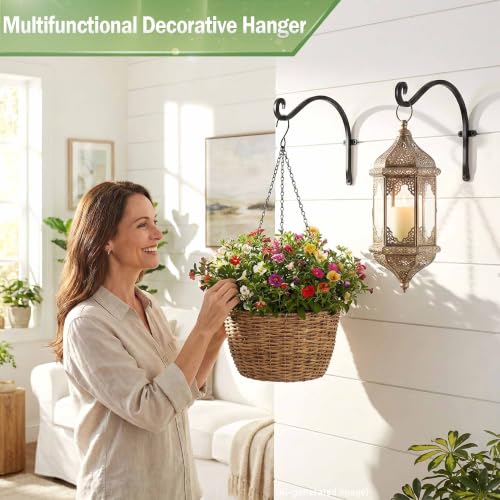 Lifyzoon Hanging Plant Brackets Outdoor: 12 Inch 50 lbs Bird Feeder Hook | Set of 2 Solid Iron Hooks Holds 50 Lbs, for Bird Feeders Flower Baskets Lanterns, Complete Hardware, Indoor Outdoor - size: 2B-12“2PCs