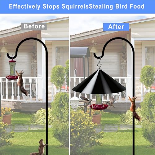 Squirrel Baffle for Bird Feeder Pole - 19 Inch for Protects Hanging Feeders (1 Pack, Black) - color: Black Hook
