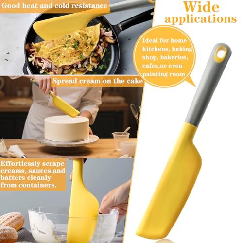 Silicone Omelette Spatula Turner, Flip Fold Omelet Turner, 13Inch | Flexible Egg Flip Tool for Non-stick Pans, Heat Resistant omelette flipper for Kitchen Omelet Pancake Crepes - color: Yellow-Narrow