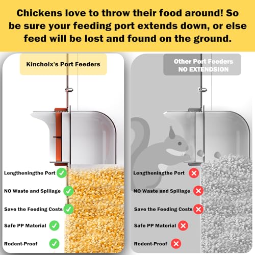 Automatic Chicken Feeder No Waste Metal Poultry Feeder Large Capacity 25lbs for Chickens, Geese, Ducks, Turkeys, Quails (4-Port) - size: 4-Port
