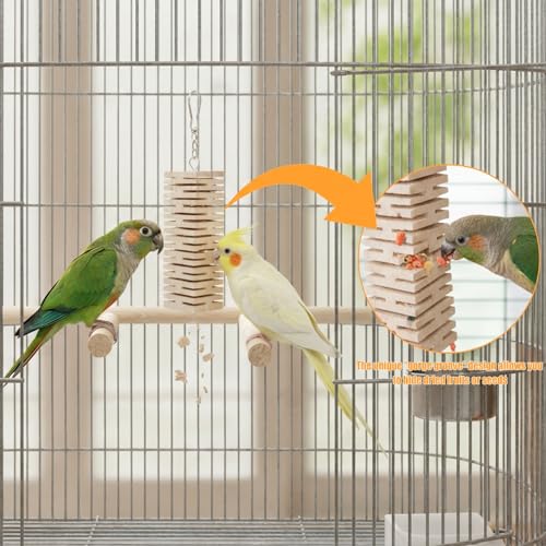Balsa Slot Canyon Chipper Bird Foraging Toy - Natural Soft Balsa Wood Shredder for Green Cheek Conures, Cockatiels & Small Parrots - Interactive Destructible Chew Toy (1pc) - size: 1pc