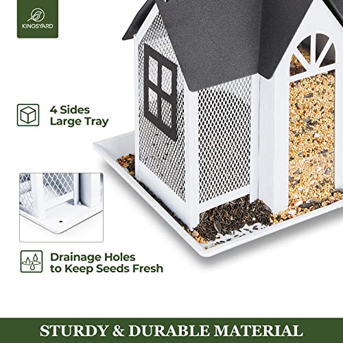 Kingsyard Bird Feeder House for Outside, Metal Mesh Wild Bird Feeder with Triple Feeders for Finch Cardinal Chickadee, Large Capacity, Weatherproof and Durable | with Triple Feeders, Squirrel Chew Proof, 3 lbs Large Capacity, Weatherproof, Easy to Clean &