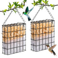 2 Set Hummingbird Nesting Material Hanging Cage Holder with Natural Cotton Raffia Gift for Bird Lover Hummingbird House Material for Wild Bird Outdoor Garden Home Resting Place(Black) - color: Black