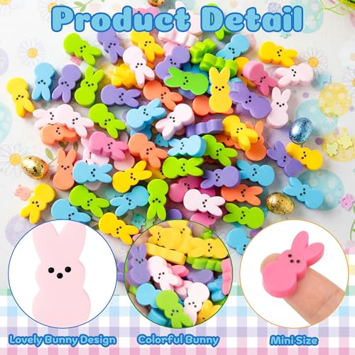 60pcs Mini Easter Pastel Bunny Resin Decor, Mixed Colors Rabbit Resin Charms for Dollhouse Garden, Cute Bunny for Easter Egg Hunt Activity Spring Craft Supply Basket Landscape DIY Decoration