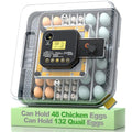 Egg Incubator for Hatching 48-132 Chicken/Quail/Turkey Eggs, 360° View Poultry Incubators with Automatic Egg Turning/Humidity Control&Alarm/Auto Water Adding/Adjustable Tray, for Beginner/Farm/Home