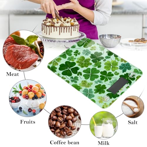 Food Scale Kitchen Scale Food Weight Scales Digital Weight Grams and Ounces Small Electronic Food Scale for Baking Cooking Green Nature St Patrick Clovers - color: Green Nature St Patrick Clovers