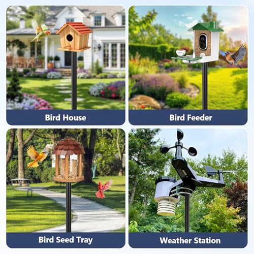Smart Bird Feeder Pole Stand, 93 Inch Bird House Pole for Outdoors Heavy Duty Adjustable Mounting Pole for Smart Bird Feeder with 1 Inch Dia Bird Feeder Post Weather Station, Black - size: 93'' Pole