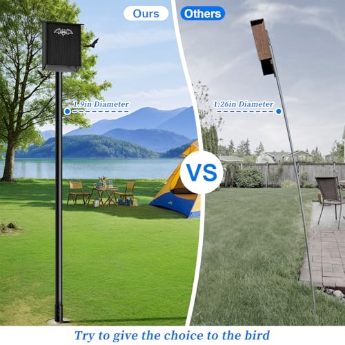 15ft Purple Martin House Pole with Ground Socket, 1.9in Diameter Bat House Pole Heavy-Duty Galvanized Steel, Durable & Easy to Install,Including Bird House Installation Bracket, Black - size: 15FT
