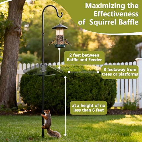 Stainless Steel Squirrel Baffle Bracket, Rustproof Chew-Proof Holder for Bird Feeder Pole 0.7"-1.25", Easy Install Outdoor Garden Accessory