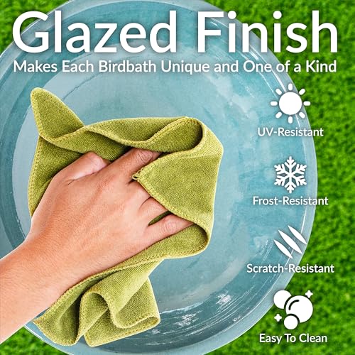 Sunnydaze Calais Glazed Ceramic Bird Bath for Outside, 25” H, Jade Green | 2.5 Gal Water Cap, 4” Deep Bird Bath Bowl, Heavy-Duty Garden Bird Bath, Easy 2-Piece Assembly, Tall Bird Bath for Outdoors