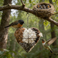 Handmade Fiber Bird Nesting Heart, Alpaca Bird Nesting Material Holder, Hummingbird Houses Nest Boxes,Garden Art Birdhouse Outside Gifts for Birds Lovers