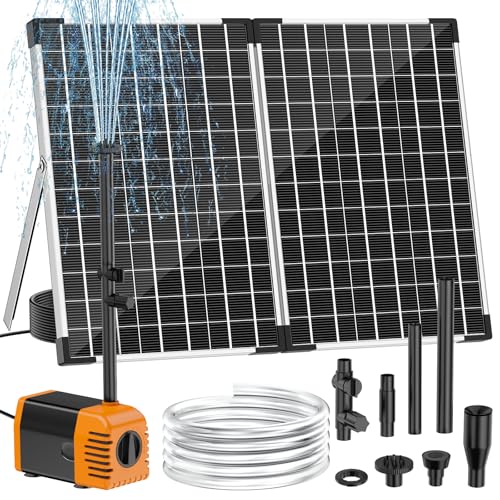 35W Solar Fountain Outdoor Pump, 280GPH Solar Pond Pump with Foldable Solar Panel, Adjustable Flow Solar Water Pump with PVC Tubing for Ponds, Garden, Waterfall, Hydroponics, Pool Used - size: 35W