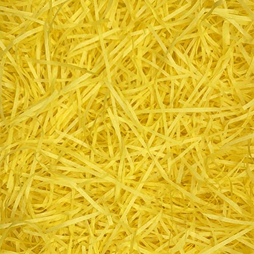 PEVOGON Yellow Easter Grass Filler Paper Shreds for Easter Basket Gift Packaging Filling Egg Stuffer Party Supplies Decoration, 200G - color: Yellow