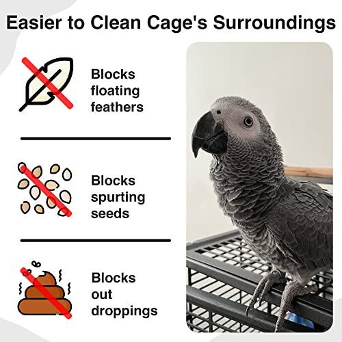 SIMENA Bird Cage Seed Catcher, Skirt for Bird Cage, Nylon Mesh Bird Cage Liners for Large Cages, Elastic and Easy Cleaning Bird Cage Cover, Suitable for Most Cage Shapes (Black 59-79 inch) - color: Black, size: Large (59"-79")