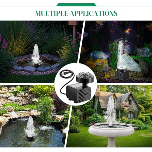 Bird Bath Fountains with 12 LED Lights, 24 Hour Working Fountain Pump with Light, Adjustable Watering Submersible Pump for Outdoor Water Garden, Pond(Cool White) - color: Cool White
