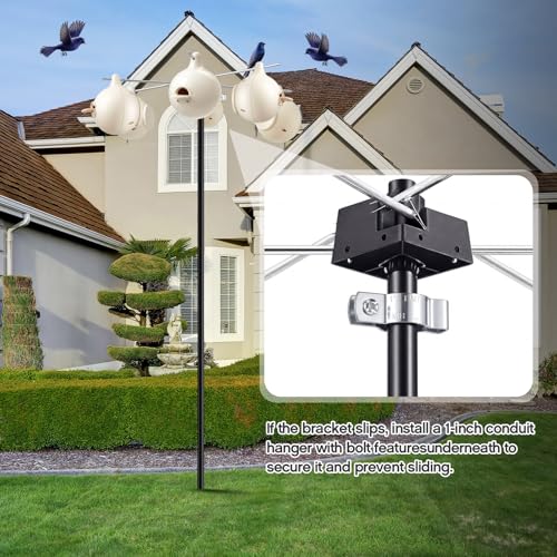 Yaocom 2 Set 6 Pcs Hanging Gourd Bracket, Purple Martin Gourds Hangers, Only Compatible with 28mm/1.1in Pole，Round, Aluminum Bracket, Durable and Easy to Install