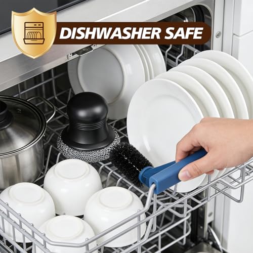 316 Upgraded Cast Iron Scrubber with Pan Scraper,Cast Iron Cleaner for Grill Pan Skillet Wok Carbon Steel,Ergonomic to Hold Easy to Use Dishwasher Safe ((Small Chain Mail)) - size: (Small Chain Mail)