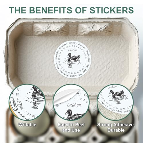 320 Pcs Duck Egg Laid on Stickers, 2 Inch Round Farm Fresh Eggs Sticker Round Eggs Stickers PET Adhesive Egg Packaging Sticker for Box Container Carton Farm Supplies - color: Duck Eggs