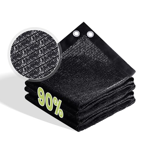 90% Patio Shade Cloth 6×8 FT with Grommets, Outdoor Sun Shade Fabric UV Protection for Backyards, Chicken Coop, Greenhouse, Carport, Garden, Black - size: 90%-0 6 × 0 8 FT