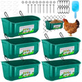 5 Pack Chicken Feeder, Duck Feeder Supplies, Hanging Fence Feed Trough with Clips for Goat, Sheeple, Piglet, Gooses, Turkeys, Dog Livestock Poultry, 8 Quarts in Total, Feed Scoop Included, Green - color: Green 5pcs